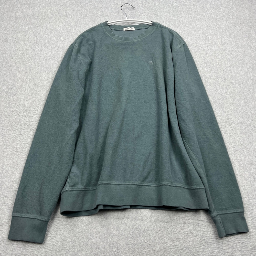 Katin Embroidered Crew Mens Medium Blue Terry Cloth Texture Long Sleeve Pullover